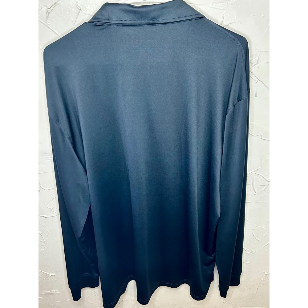 Maelreg Performance Polo Mens 2XL Navy Long Sleeve Golf Shirt‎ Geometric Trim - Picture 5 of 5